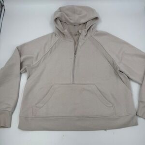 Danskin Womens Sweatshirt Pullover Hoodie Half Zip Activewear Beige Size XL‎